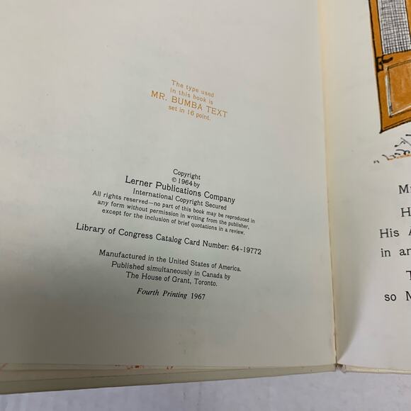 Mr. Bumba Keeps House Vintage Hardcover Book by Lerner Publication Company 1964 - Picture 6 of 7